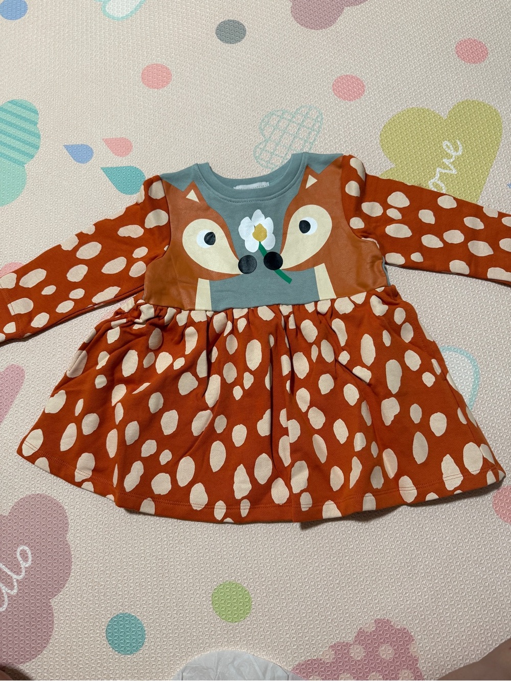 Stella McCartney Kids Rust Fox Spot Long-Sleeve Dress